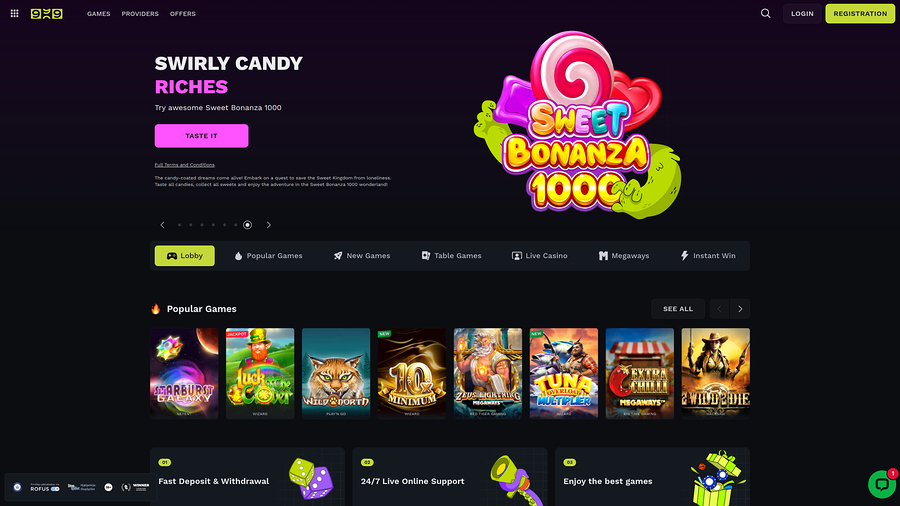 Casino999 Desktop Homepage