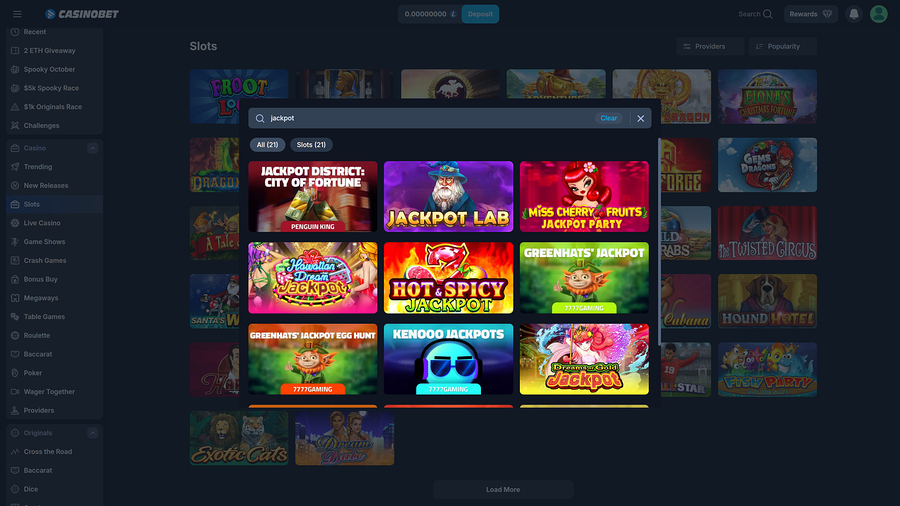 Casinobet Desktop Jackpot