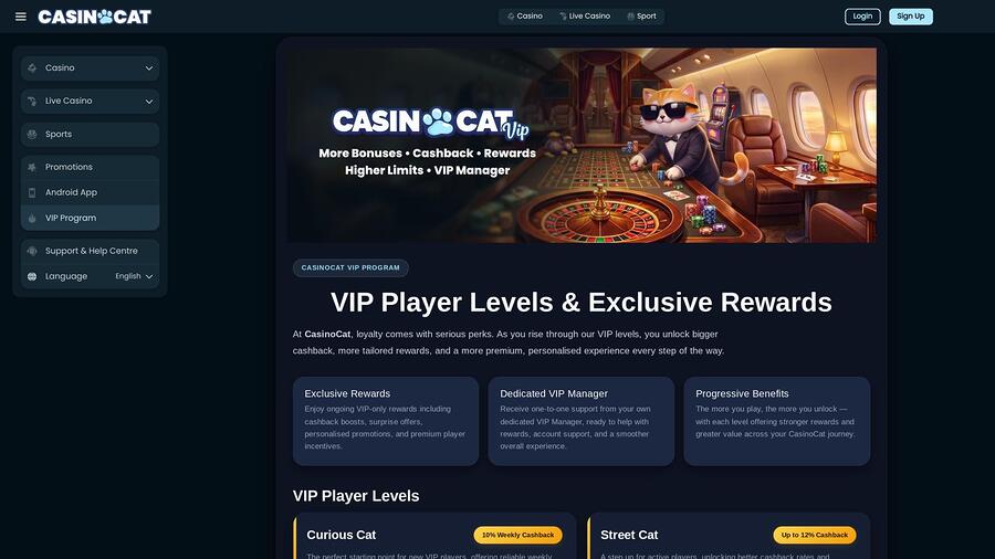 Página VIP de CasinoCat
