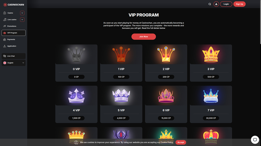 CasinoChan Casino Desktop VIP Program