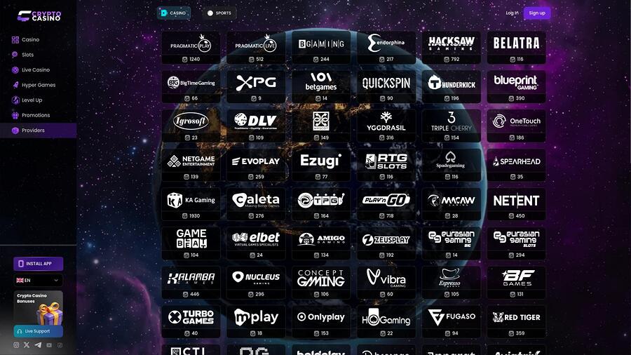 Página de desarrolladores del juego CasinoCrypto.io