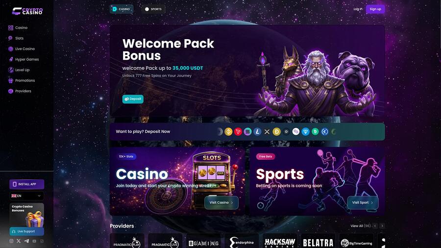 Página principal de CasinoCrypto.io