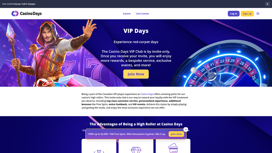 Casino Days Desktop VIP Program