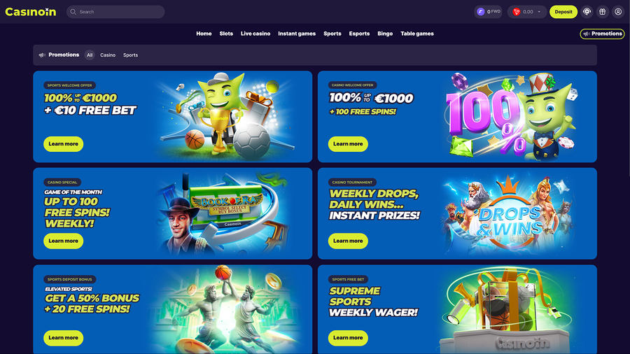 Casinoin Promotions Desktop