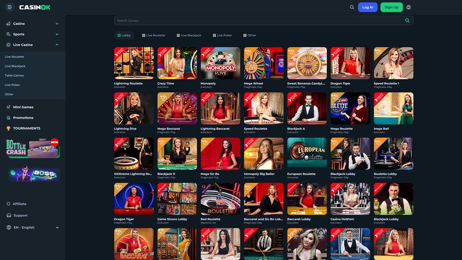 CasinOK Desktop Live Dealer
