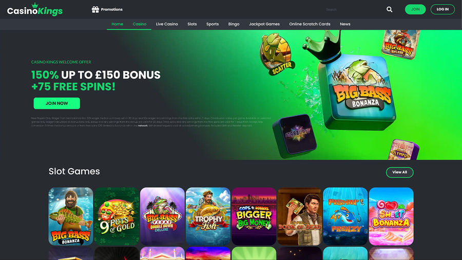 CasinoKings.com Homepage Desktop