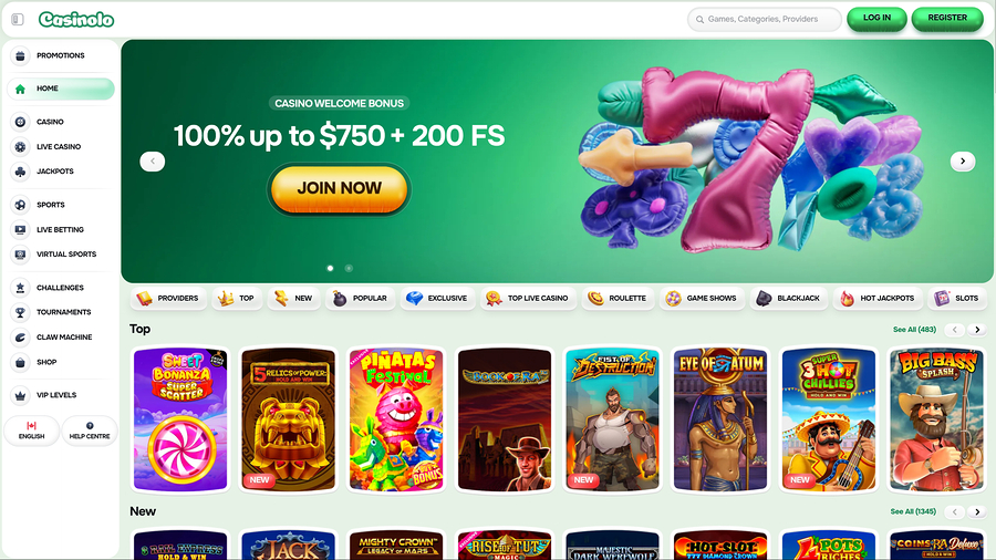 Casinolo Casino Homepage Desktop