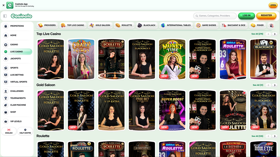 Casinolo Casino Live Dealer Desktop