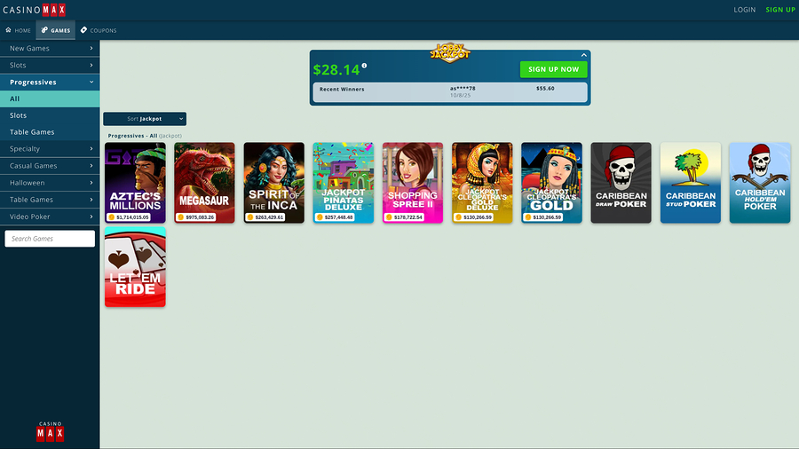 Jackpot de escritorio de CasinoMax