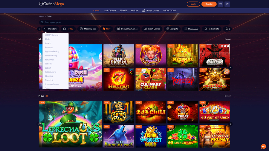 Casinomega game developers desktop