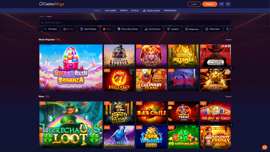 Casinomega games desktop