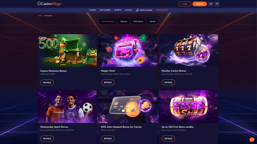 Casinomega promotions desktop