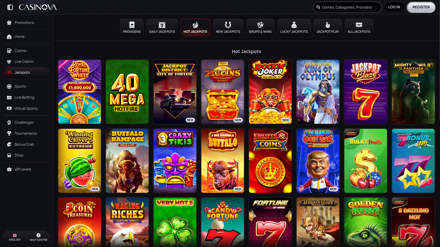 Casinova Casino jackpot desktop