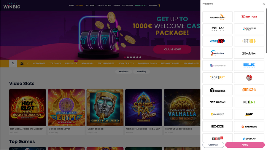 CasinoWinBig game developers desktop