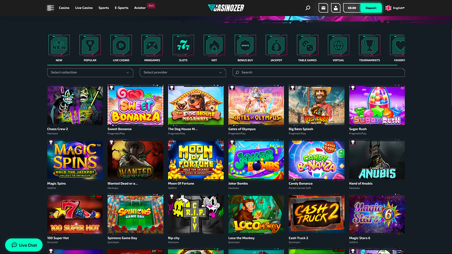 Casinozer games desktop