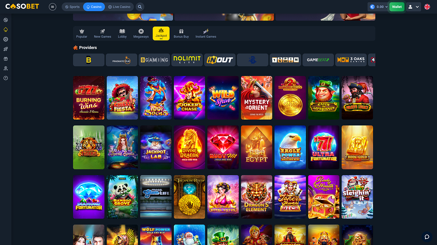 Casobet Casino Jackpot Desktop