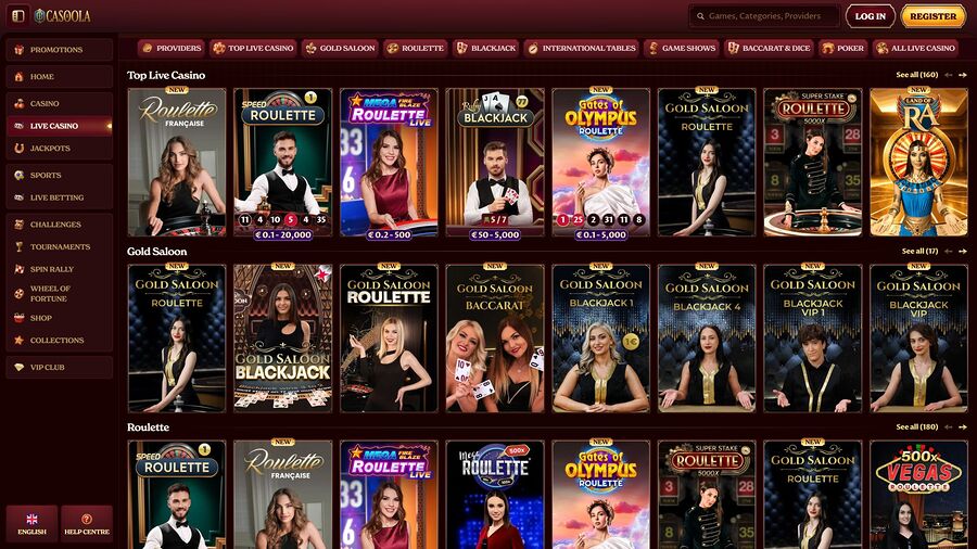 CasoolaCasino Desktop Live Dealer