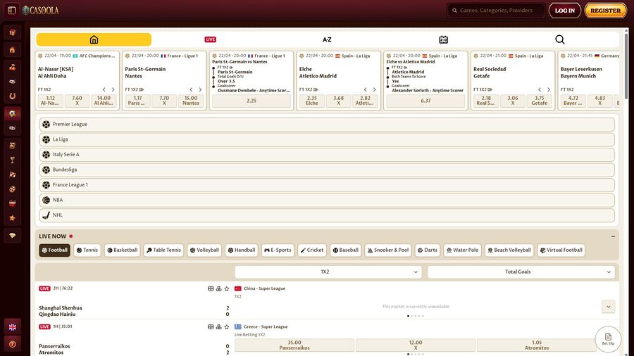 CasoolaCasino Desktop Live Sports