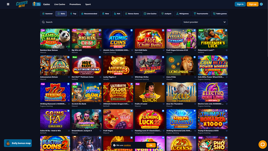 Juegos de escritorio del casino Casper Bets