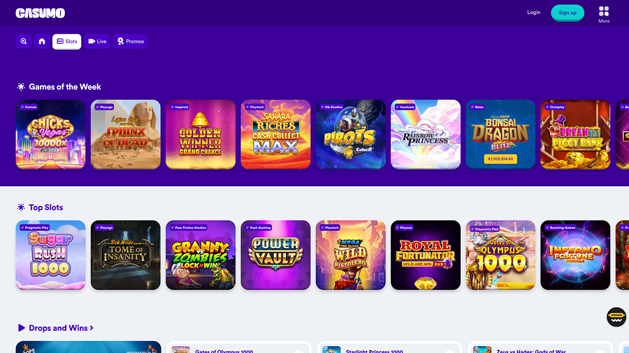 Casumo Casino Games Desktop
