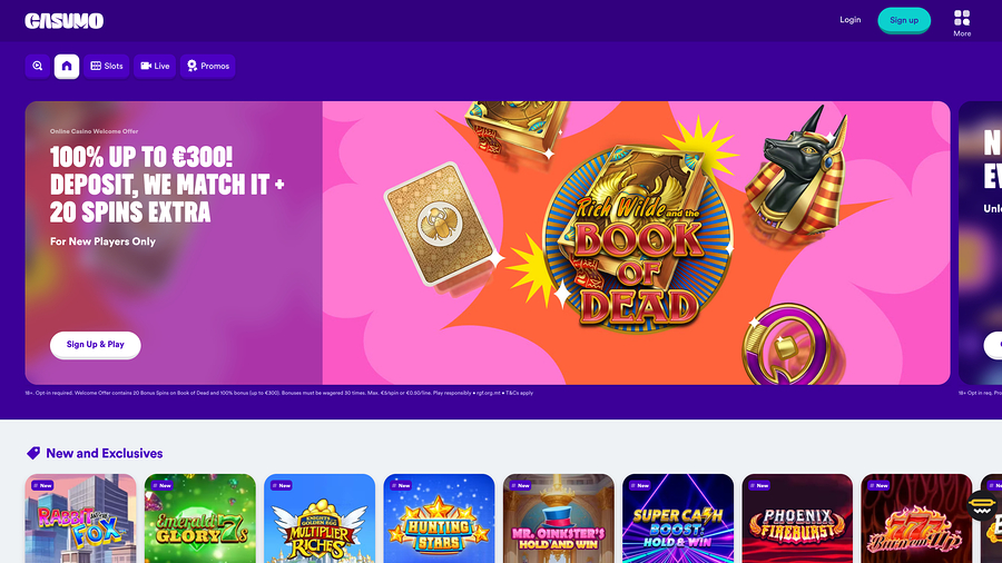 Casumo Casino Homepage Desktop