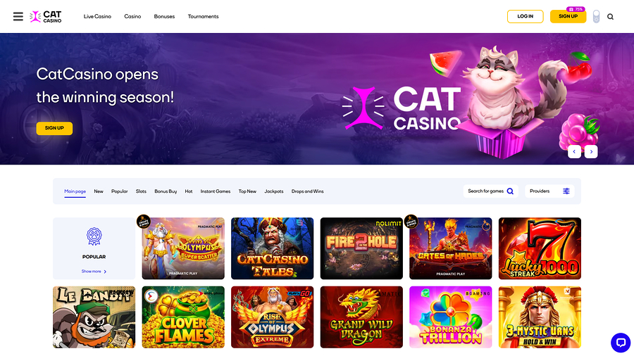 Cat Casino Homepage Desktop