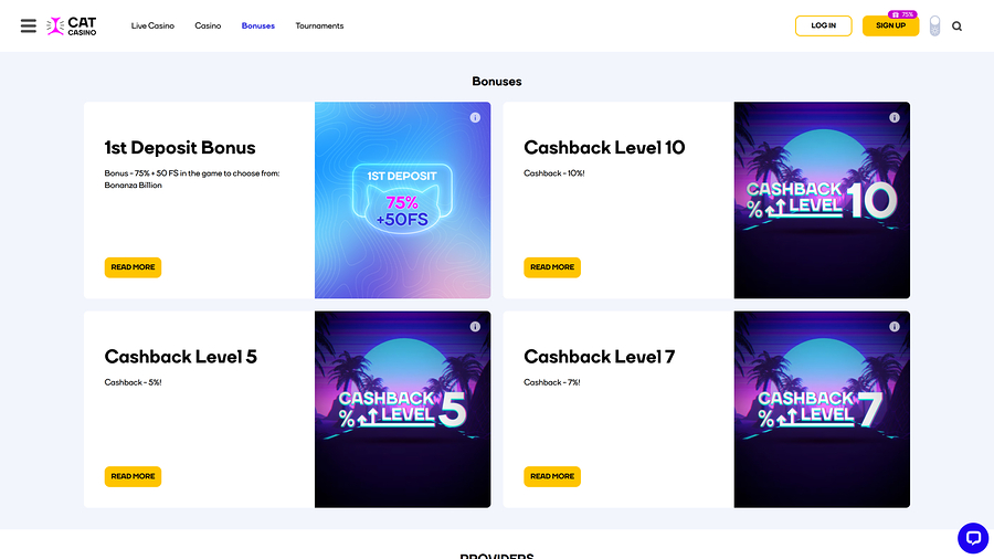 Cat Casino Promotions Desktop