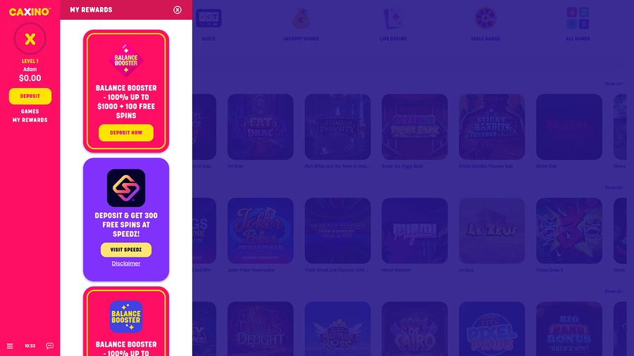 Caxino Casino Promotions Desktop