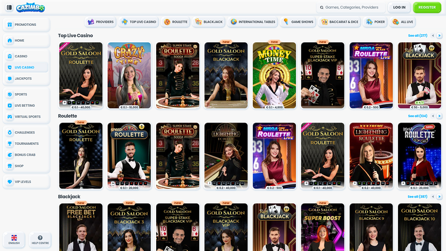 Cazimbo Casino Live Dealer Desktop