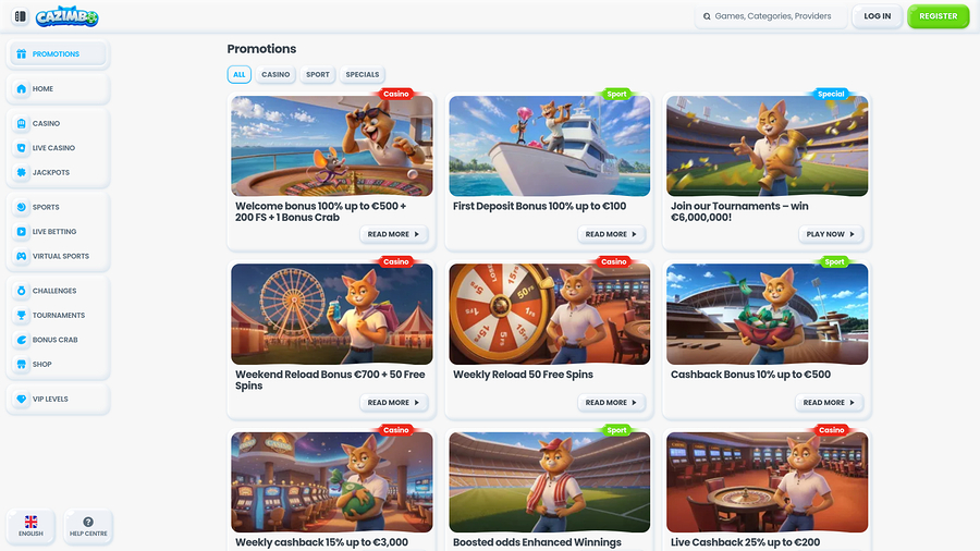 Cazimbo Casino Promotions Desktop