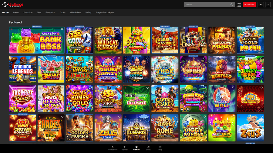 Challenge Casino Homepage Desktop