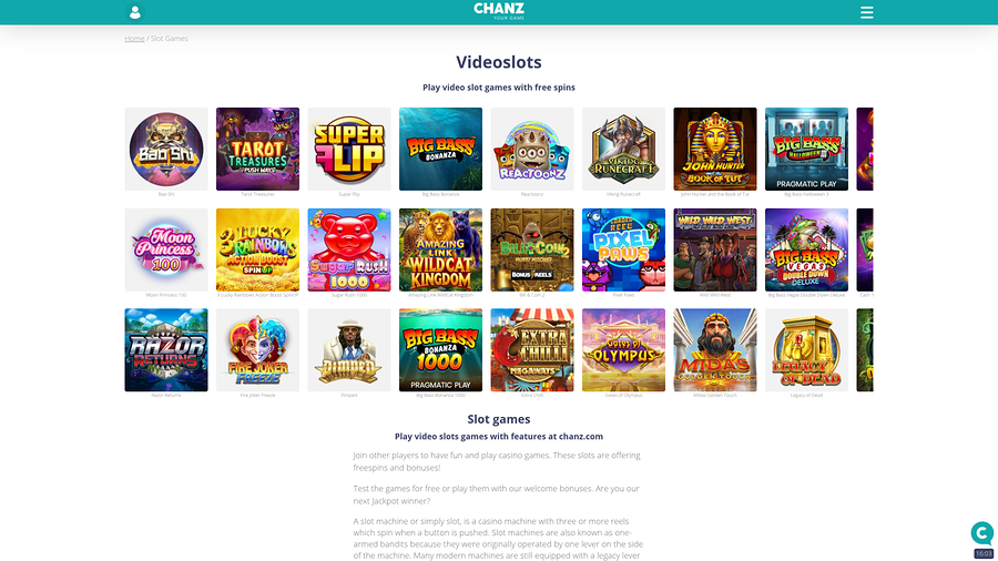 Chanz Casino Spel Skrivbord