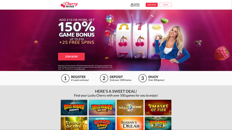 Cherry Wins Casino homepage desktop