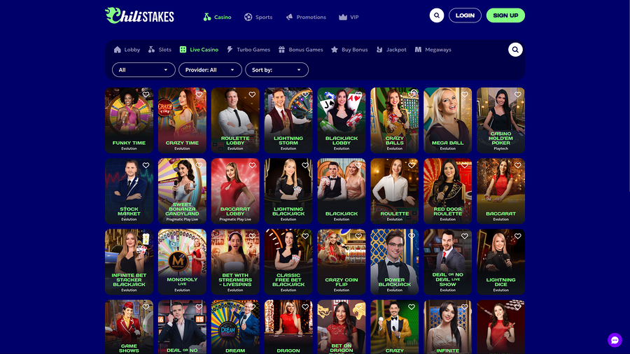 ChiliStakes Casino Desktop Live Dealer