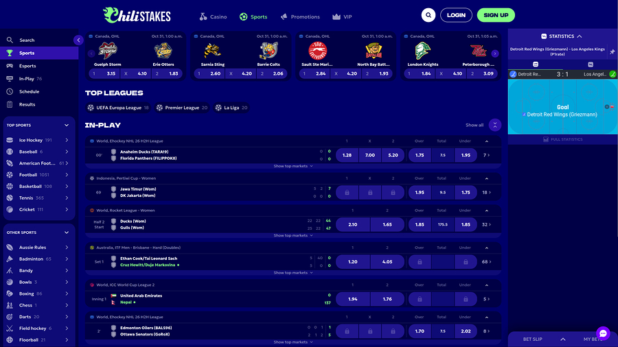 ChiliStakes Casino Desktop Sports
