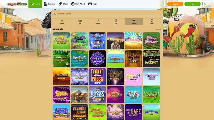 Chilli Spins Casino Desktop Jackpot