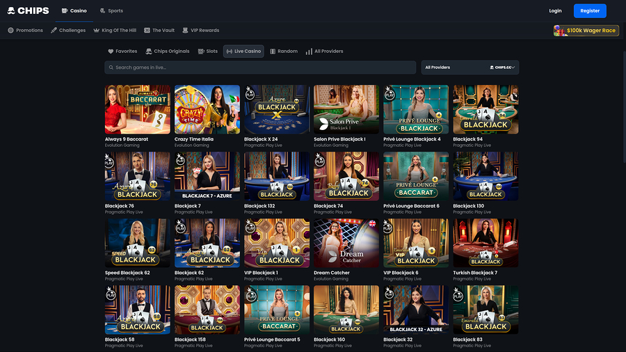 Chips.GG Casino Desktop Live Dealer