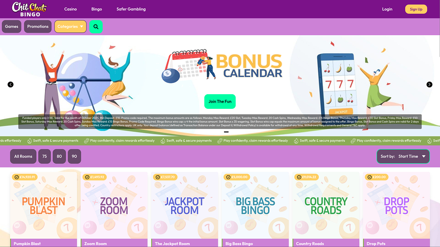 Chitchat Bingo Desktop Homepage