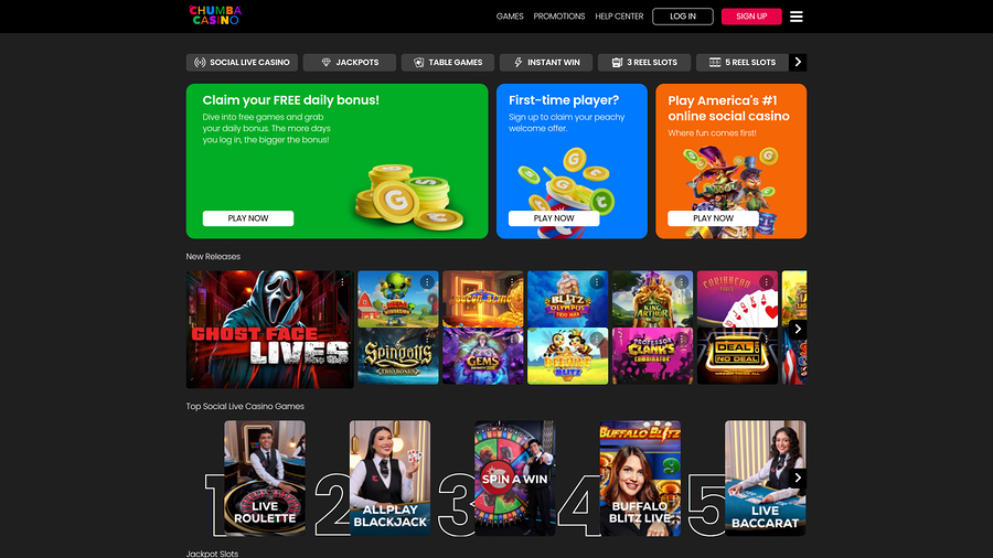 Chumba Casino Homepage Desktop