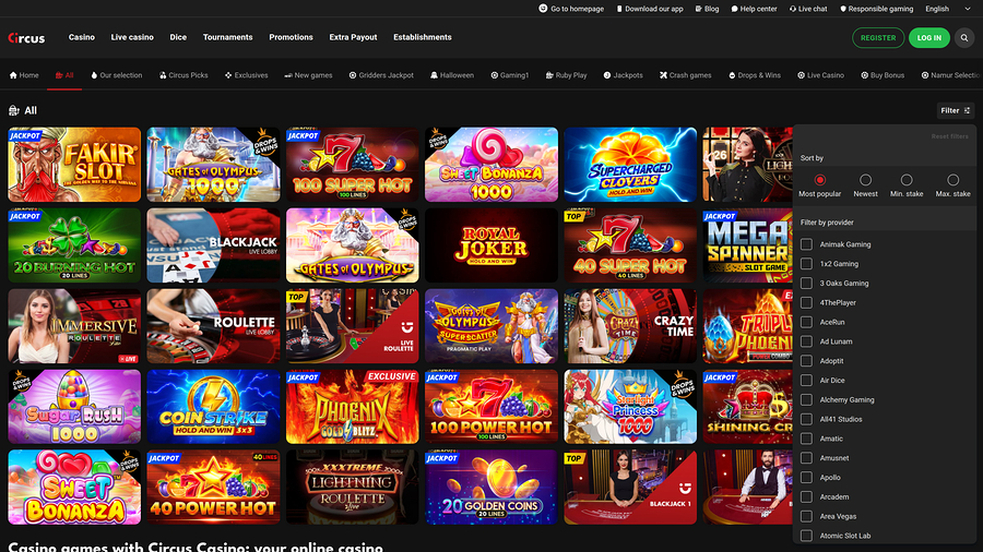Circus.be Casino Game Developers Desktop