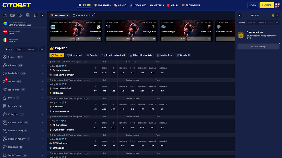 Citobet Live Sports Desktop