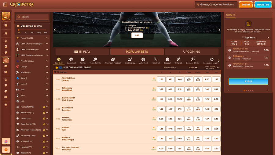 Cleoberta Casino Live Sports Desktop