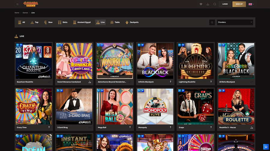 Cleopatra Casino Live Dealer Desktop