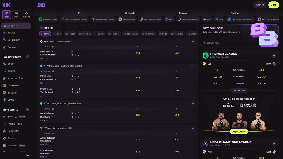 Cloudbet Casino Live Sports Desktop