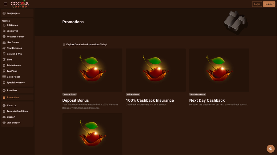 Cocoa Casino Promotions Desktop