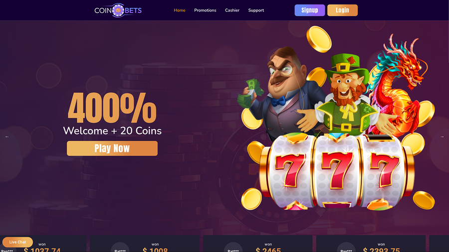 CoinBets777 Casino Homepage Desktop