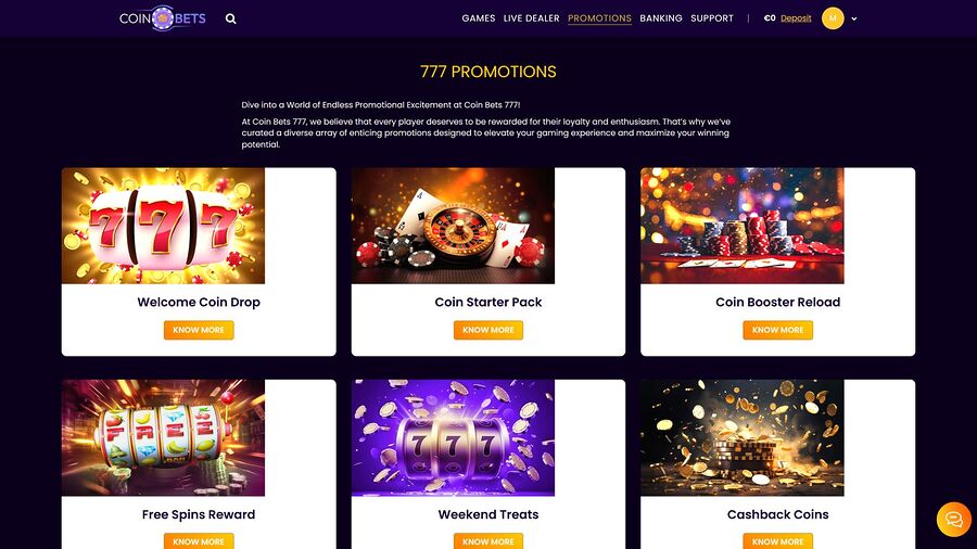 CoinBets777 Casino Desktop Image Promotions