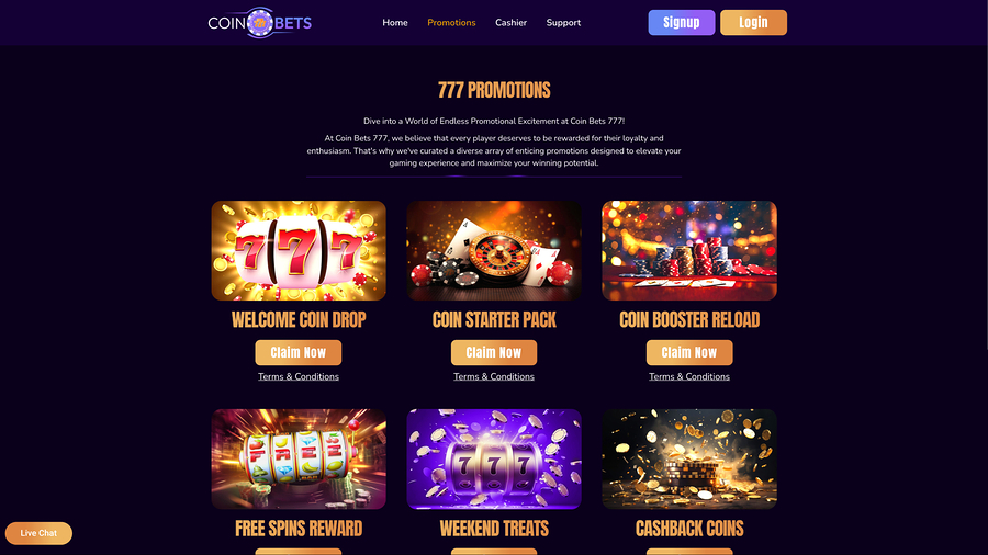 CoinBets777 Casino Promotions Desktop