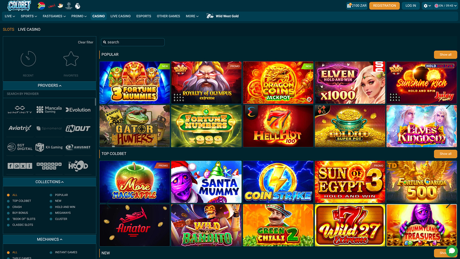 Juegos de escritorio de Coldbet Casino