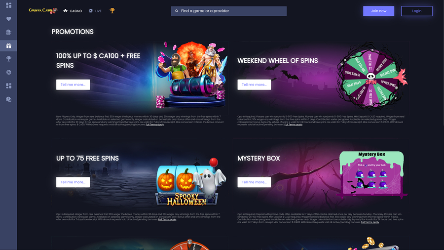Conquer Casino Promotions Desktop